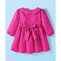 Babyhug Cotton Kit Full Sleeves Frock with Leggings & Floral Embroidery - Violet