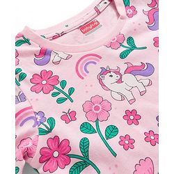 Babyhug Cotton Knit Full Sleeves Co-ords Night Suit With Unicorn Print - Light Pink
