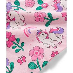 Babyhug Cotton Knit Full Sleeves Co-ords Night Suit With Unicorn Print - Light Pink