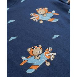 Babyhug Cottton Knit Full Sleeves Night Suit With Marvel Character Print - Navy Blue