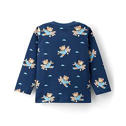 Babyhug Cottton Knit Full Sleeves Night Suit With Marvel Character Print - Navy Blue