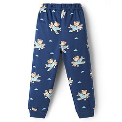 Babyhug Cottton Knit Full Sleeves Night Suit With Marvel Character Print - Navy Blue