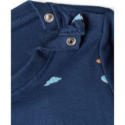 Babyhug Cottton Knit Full Sleeves Night Suit With Marvel Character Print - Navy Blue