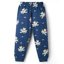 Babyhug Cottton Knit Full Sleeves Night Suit With Marvel Character Print - Navy Blue