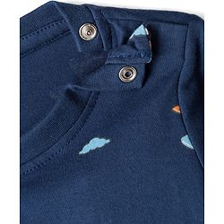 Babyhug Cottton Knit Full Sleeves Night Suit With Marvel Character Print - Navy Blue