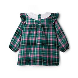 Babyhug Cotton Woven Full Sleeves Checks Frock With Leggings With Headband - Green