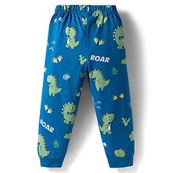 Babyhug Cotton Knit Full Sleeves Co-ords Night Suit With Dino Print - Light Blue