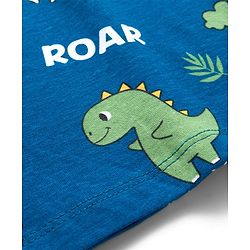 Babyhug Cotton Knit Full Sleeves Co-ords Night Suit With Dino Print - Light Blue