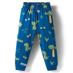 Babyhug Cotton Knit Full Sleeves Co-ords Night Suit With Dino Print - Light Blue