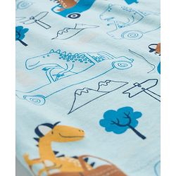 Babyhug Cotton Knit Full Sleeves Co-ords Night Suit With Vehicle Print - Light Blue
