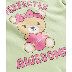 Babyhug Cotton Knit Full Sleeves Night Suit With Animal Print - Pink & Green