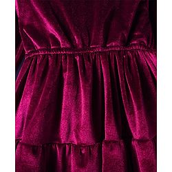 Babyhug Cotton Woven Full Sleeves Solid Frock With Legging - Maroon & White