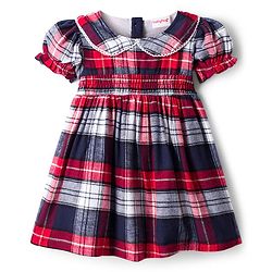 Babyhug Cotton Knit Half Sleeves Checks Frock With Leggings - Navy Blue & Red