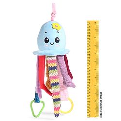 Babyhug Octopus Activity Soft Toy for Babies with Spring Action Pull String| Teether, Crinkle Sound Ribbon, Multi-Texture Sensory Strings| Hanging Design for Stroller/Crib| Toddler Gifting Option