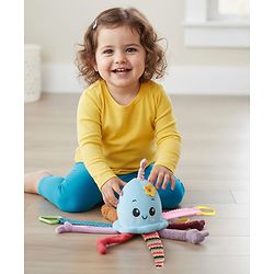 Babyhug Octopus Activity Soft Toy for Babies with Spring Action Pull String| Teether, Crinkle Sound Ribbon, Multi-Texture Sensory Strings| Hanging Design for Stroller/Crib| Toddler Gifting Option
