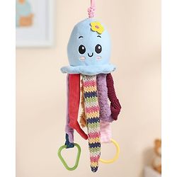 Babyhug Octopus Activity Soft Toy for Babies with Spring Action Pull String| Teether, Crinkle Sound Ribbon, Multi-Texture Sensory Strings| Hanging Design for Stroller/Crib| Toddler Gifting Option