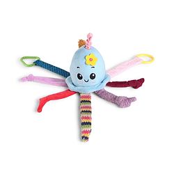 Babyhug Octopus Activity Soft Toy for Babies with Spring Action Pull String| Teether, Crinkle Sound Ribbon, Multi-Texture Sensory Strings| Hanging Design for Stroller/Crib| Toddler Gifting Option