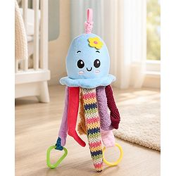 Babyhug 30 cm Octopus Activity Soft Toy  with Spring Action Pull String | Teether, Crinkle Sound Ribbon, Multi-Texture Sensory Strings | Hanging Design for Stroller/Crib | BIS Certified