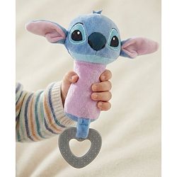 Babyhug Disney Stitch Soft Rattle Toy with Squeeze Sound & Teether| Plush Easy-Grip Sensory Toy for Babies| Supports Teething, Fine Motor Skills & Early Development| BIS Certified