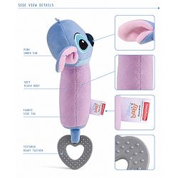 Babyhug Disney Stitch Soft Rattle Toy with Squeeze Sound & Teether| Plush Easy-Grip Sensory Toy for Babies| Supports Teething, Fine Motor Skills & Early Development| BIS Certified
