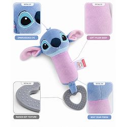 Babyhug Disney Stitch Soft Rattle Toy with Squeeze Sound & Teether| Plush Easy-Grip Sensory Toy for Babies| Supports Teething, Fine Motor Skills & Early Development| BIS Certified