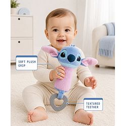 Babyhug Disney Stitch Soft Rattle Toy with Squeeze Sound & Teether| Plush Easy-Grip Sensory Toy for Babies| Supports Teething, Fine Motor Skills & Early Development| BIS Certified