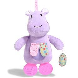 Babyhug Height 22.5 cm Hippo Activity Plush Toy with Teether Legs, Crinkle Fabric & Squeeze Ball - Purple | Soft Sensory Toy for Babies | Non-Toxic Cuddly Soft Toy | Ideal Gift for Infants