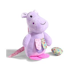 Babyhug Height 22.5 cm Hippo Activity Plush Toy with Teether Legs, Crinkle Fabric & Squeeze Ball - Purple | Soft Sensory Toy for Babies | Non-Toxic Cuddly Soft Toy | Ideal Gift for Infants