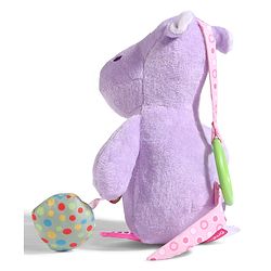 Babyhug Height 22.5 cm Hippo Activity Plush Toy with Teether Legs, Crinkle Fabric & Squeeze Ball - Purple | Soft Sensory Toy for Babies | Non-Toxic Cuddly Soft Toy | Ideal Gift for Infants
