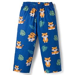 Babyhug Cotton Woven Full Sleeves Co-ords Night Suit With Animal Print - Navy Blue