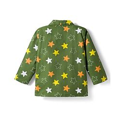 Babyhug Cotton Woven Full Sleeves Co-ords Night Suit With Star Print - Green