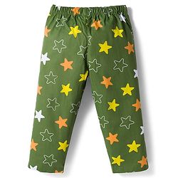 Babyhug Cotton Woven Full Sleeves Co-ords Night Suit With Star Print - Green