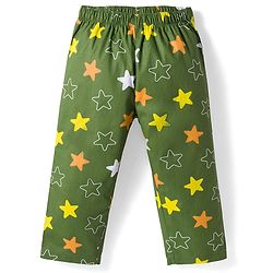 Babyhug Cotton Woven Full Sleeves Co-ords Night Suit With Star Print - Green