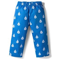 Babyhug Cotton Woven Full Sleeves Co-ords Night Suit With Boat Print - Blue