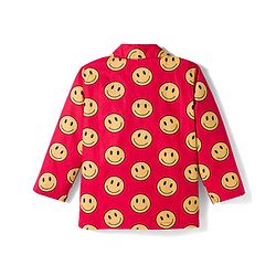 Babyhug Cotton Woven Full Sleeves Co-ords Night Suit With Smiley Print - Red