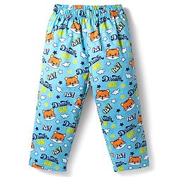 Babyhug Cotton Woven Full Sleeves Co-ord Night Suit With Animal Print - Blue