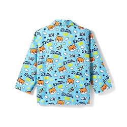 Babyhug Cotton Woven Full Sleeves Co-ord Night Suit With Animal Print - Blue