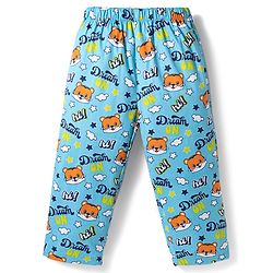 Babyhug Cotton Woven Full Sleeves Co-ord Night Suit With Animal Print - Blue