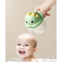 Babyhug Baby Bath Rinse Cup with Soft Water Flow - Green| Shampoo Washing Mug for Kids| Cute Animal Design| Ergonomic Handle