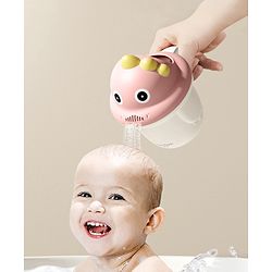 Babyhug Baby Bath Rinse Cup with Soft Water Flow - Green| Shampoo Washing Mug for Kids| Cute Animal Design| Ergonomic Handle