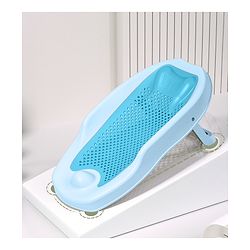 Babyhug Baby Bather with Soft Mesh Seat - Blue| Ergonomic Bath Support for Infants| Non-Slip Stable Design for Safe & Comfortable Bathing| Lightweight & Easy to Clean| New Born Gifting Option