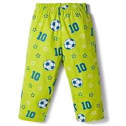 Babyhug Cotton Woven Full Sleeves Co-ords Night Suit With  Football Print - Green