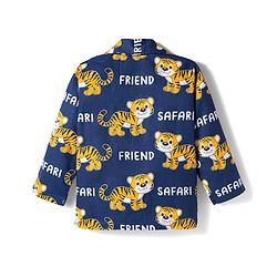 Babyhug Cotton Woven Full Sleeves Co-ords Night Suit With Animal Print - Navy Blue