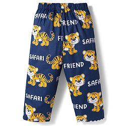 Babyhug Cotton Woven Full Sleeves Co-ords Night Suit With Animal Print - Navy Blue