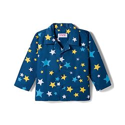 Babyhug Cotton Woven Full Sleeves Co-ord Night Suit With Star Print - Navy Blue
