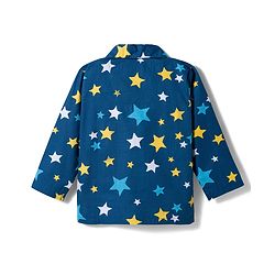 Babyhug Cotton Woven Full Sleeves Co-ord Night Suit With Star Print - Navy Blue