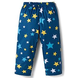 Babyhug Cotton Woven Full Sleeves Co-ord Night Suit With Star Print - Navy Blue