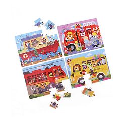 Babyhug 4 in 1 Animal Transportation Jigsaw Puzzle Set - 90 pcs| 4 Difficulty Levels| Beautifully Illustrated| Improves Hand -Eye Coordination & Problem Solving| BIS Certified| Gifting Idea for 3+ yrs