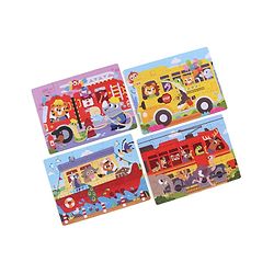 Babyhug 4 in 1 Animal Transportation Jigsaw Puzzle Set - 90 pcs| 4 Difficulty Levels| Beautifully Illustrated| Improves Hand -Eye Coordination & Problem Solving| BIS Certified| Gifting Idea for 3+ yrs