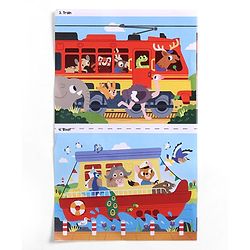 Babyhug 4 in 1 Animal Transportation Jigsaw Puzzle Set - 90 pcs| 4 Difficulty Levels| Beautifully Illustrated| Improves Hand -Eye Coordination & Problem Solving| BIS Certified| Gifting Idea for 3+ yrs